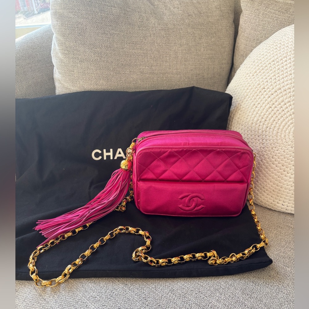 Chanel Matelasse Chain Satin Pink Shoulder Bag / Crossbody